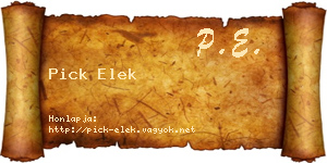 Pick Elek névjegykártya